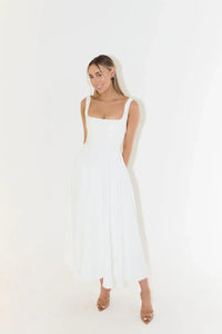 Melody - Nouvelle robe bustier longueur midi, simple et ajustée