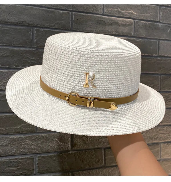 Chapeaux de paille Flat Top d'été pour femmes