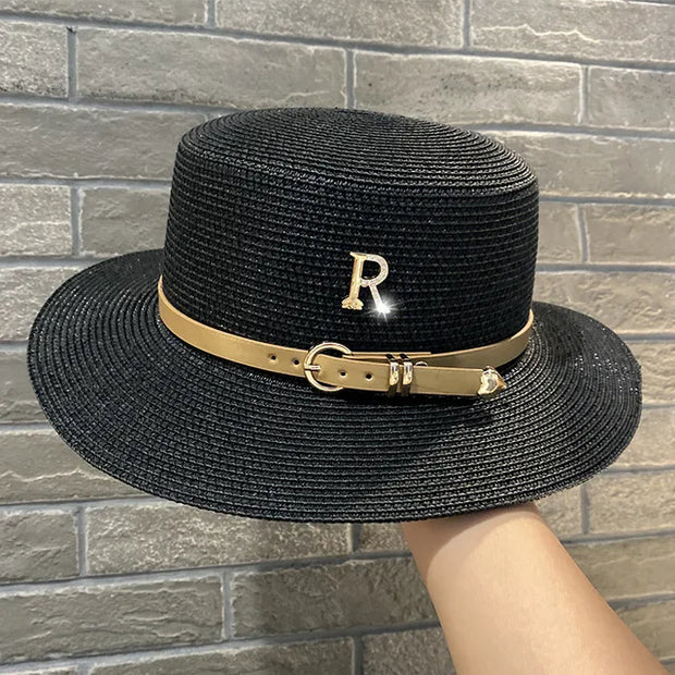 Chapeaux de paille Flat Top d'été pour femmes
