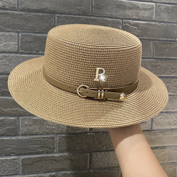 Chapeaux de paille Flat Top d'été pour femmes