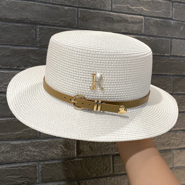 Chapeaux de paille Flat Top d'été pour femmes