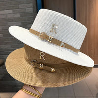 Chapeaux de paille Flat Top d'été pour femmes
