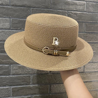 Chapeaux de paille Flat Top d'été pour femmes