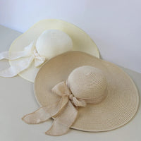 Chapeau de paille d'été femme bowknot