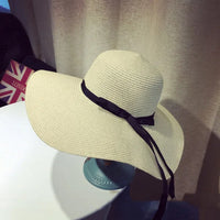 Chapeau de paille d'été femme bowknot