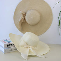 Chapeau de paille d'été femme bowknot
