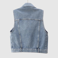 Lexy - Cardigan en denim enveloppé avec perles