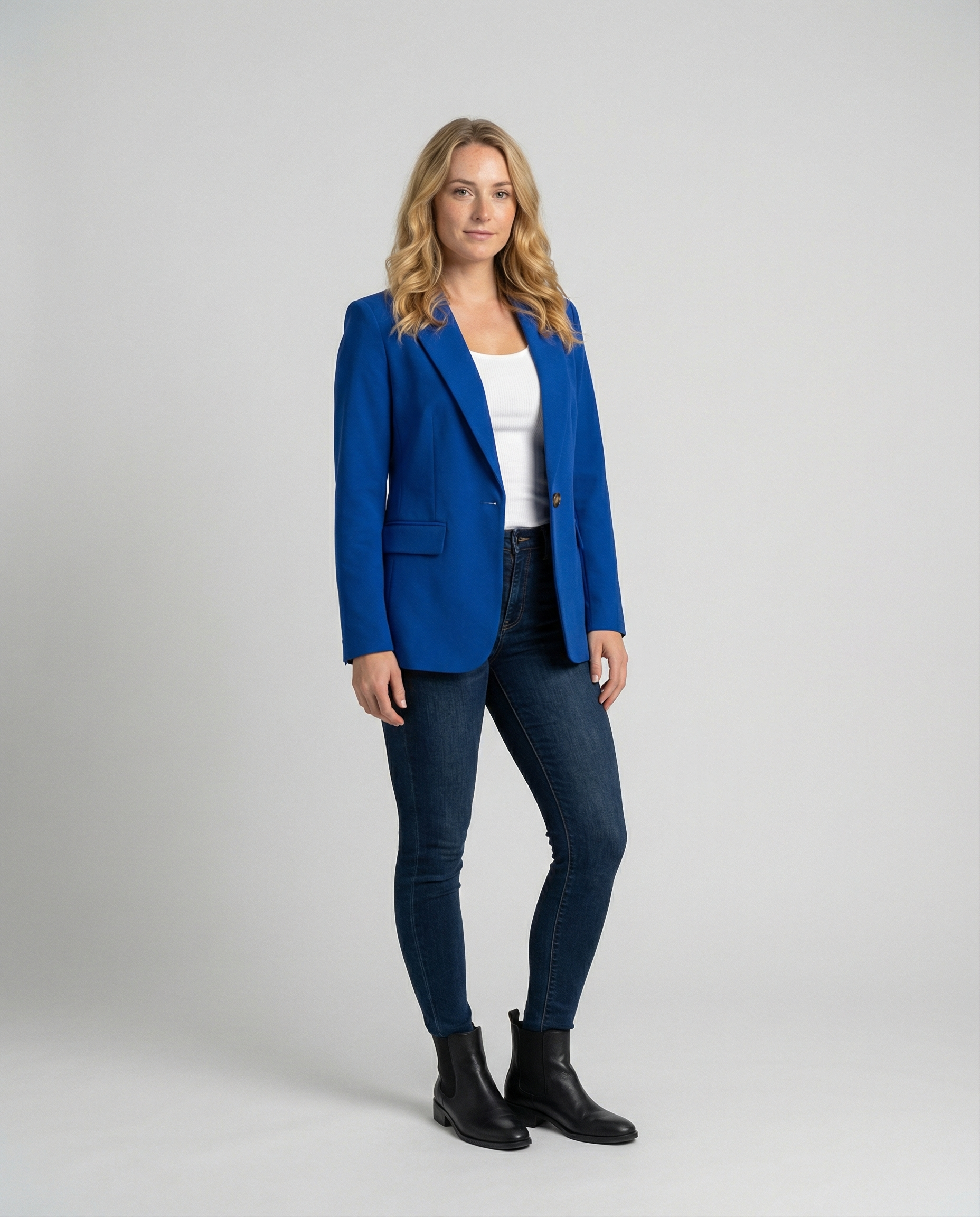 Klassischer Damenblazer mit Revers und Knopf - Irmina