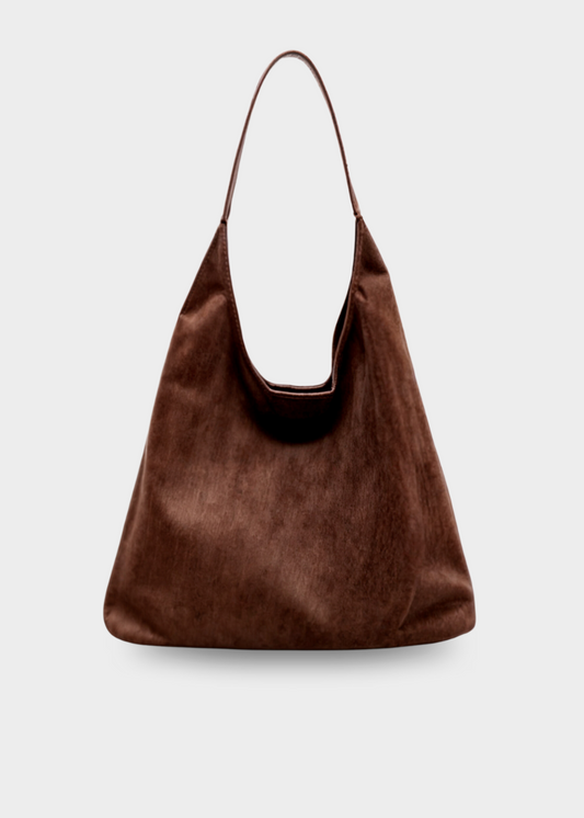 Grand sac à bandoulière en daim souple - Stella