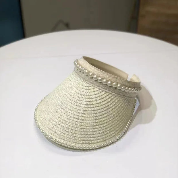 Été Top vide Suncap Large bord Perles