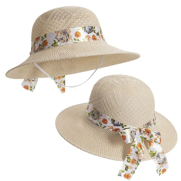 Chapeau mode d'été avec cravate chic