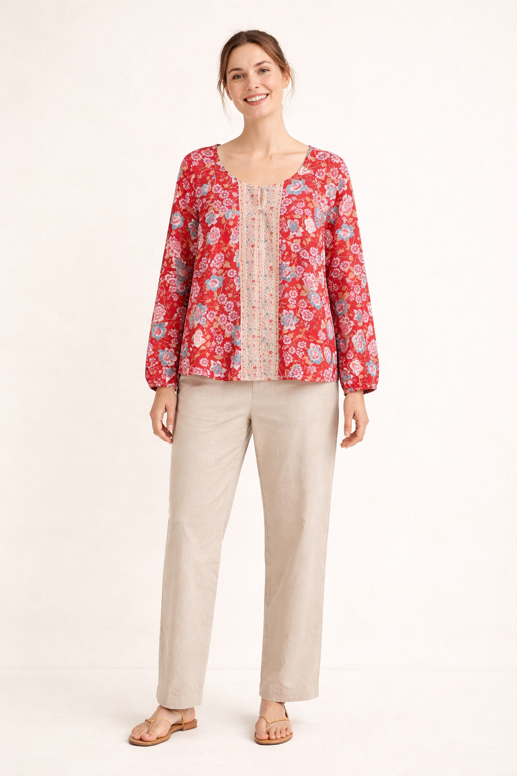 Langärmelige Bluse mit Blumendruck für Frauen - Matilde