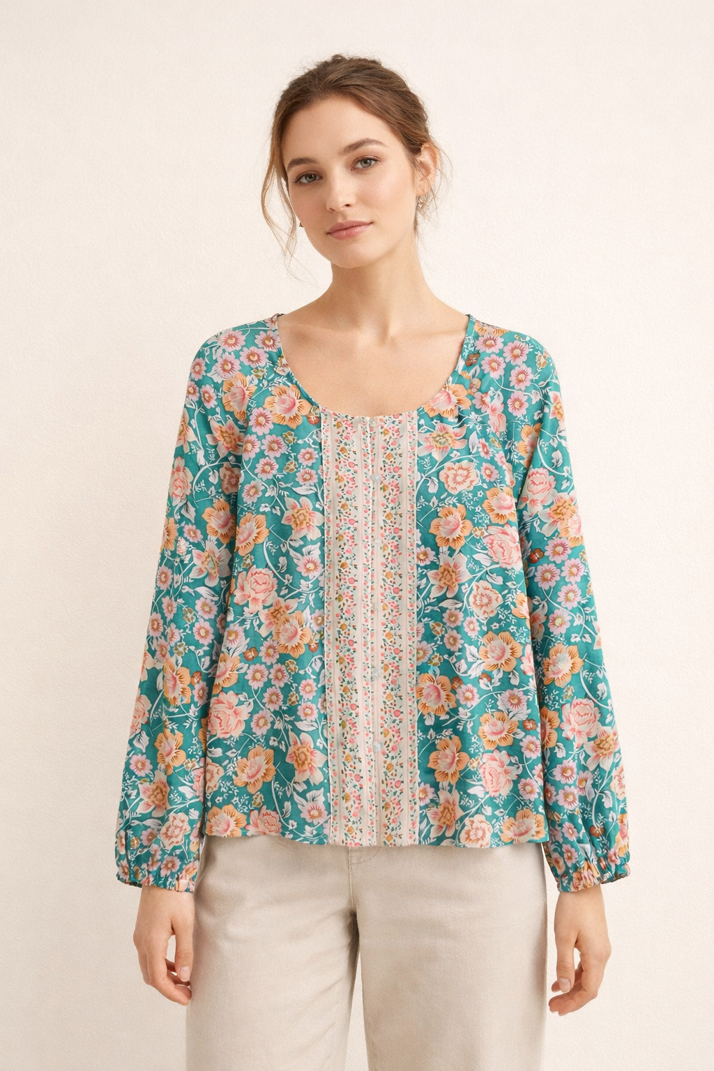 Langärmelige Bluse mit Blumendruck für Frauen - Matilde