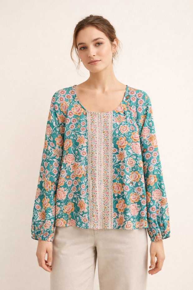 Langärmelige Bluse mit Blumendruck für Frauen - Matilde