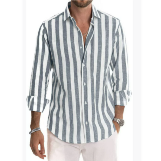 Chemise à manches longues à rayures - col boutonné