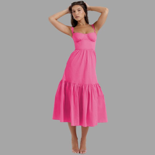 Clara - Midi dress with floral print and square neckline