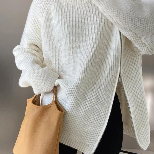 Catyla - Rippstrickpullover mit asymmetrischem Saum