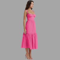 Clara - Midi dress with floral print and square neckline