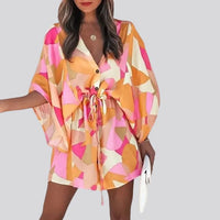 Giselle - Robe chemise boho à col en V et imprimé floral