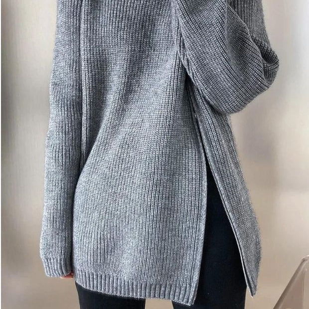 Catyla - Rippstrickpullover mit asymmetrischem Saum