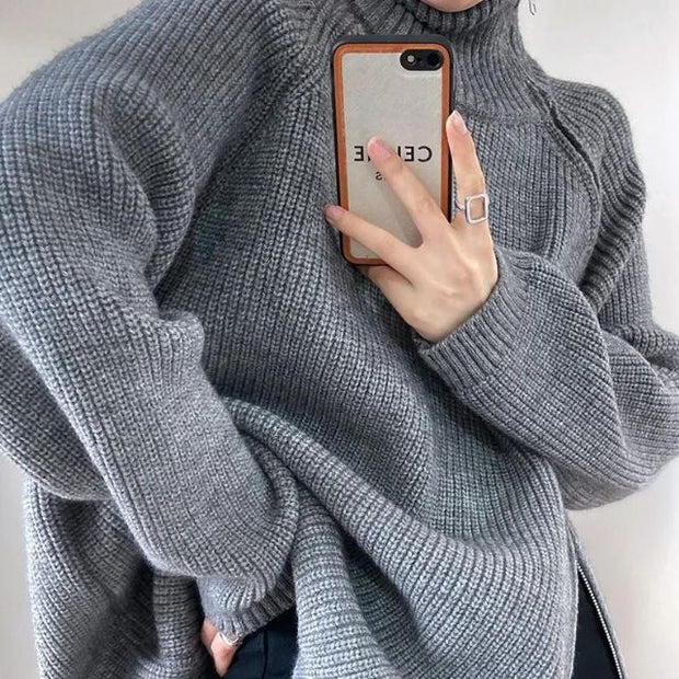 Catyla - Rippstrickpullover mit asymmetrischem Saum