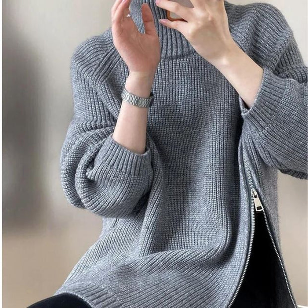 Catyla - Rippstrickpullover mit asymmetrischem Saum