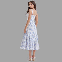 Clara - Midi dress with floral print and square neckline