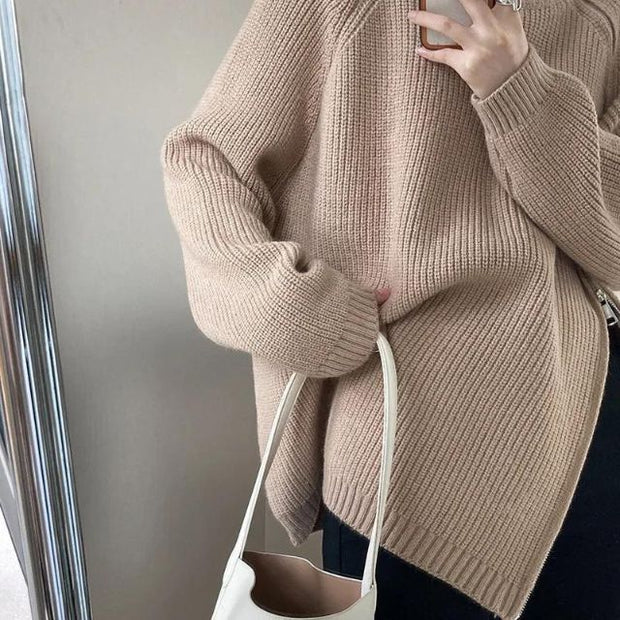 Catyla - Rippstrickpullover mit asymmetrischem Saum