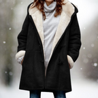 Vania Fleece Wildlederjacke mit halblanger Kapuze