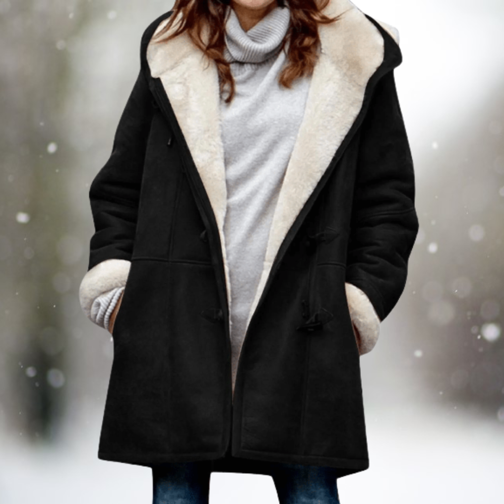 Vania Fleece Wildlederjacke mit halblanger Kapuze