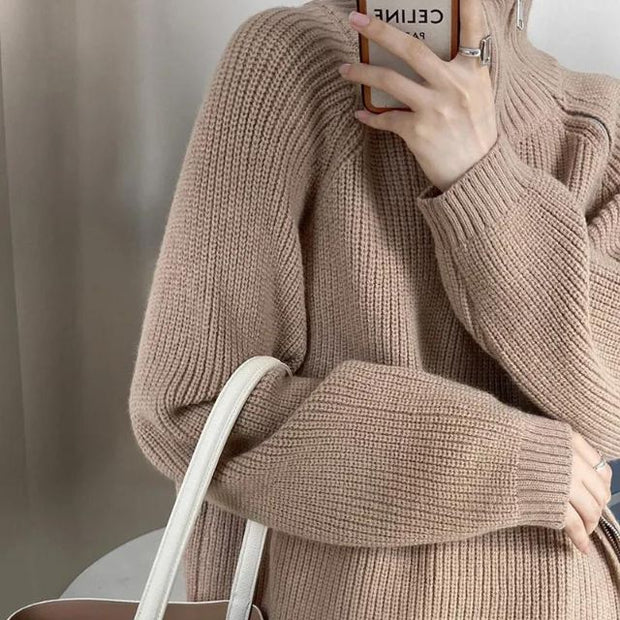Catyla - Rippstrickpullover mit asymmetrischem Saum