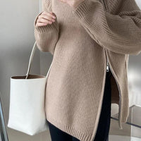 Catyla - Rippstrickpullover mit asymmetrischem Saum