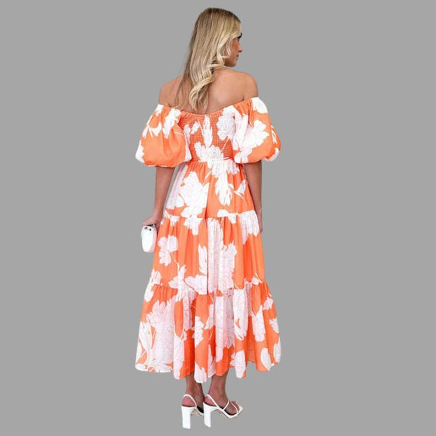 Louella - Robe longue florale avec jupe à volants