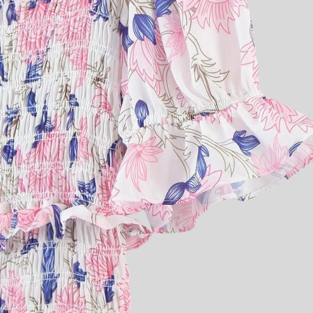 Madeline - Robe florale à manches bouffantes