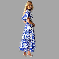 Louella - Robe longue florale avec jupe à volants