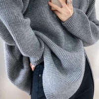 Catyla - Rippstrickpullover mit asymmetrischem Saum