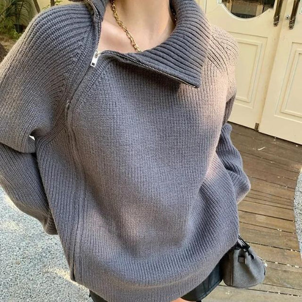Catyla - Rippstrickpullover mit asymmetrischem Saum