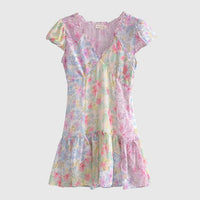 Kimberly - Floral flounce dress with flutter sleeves