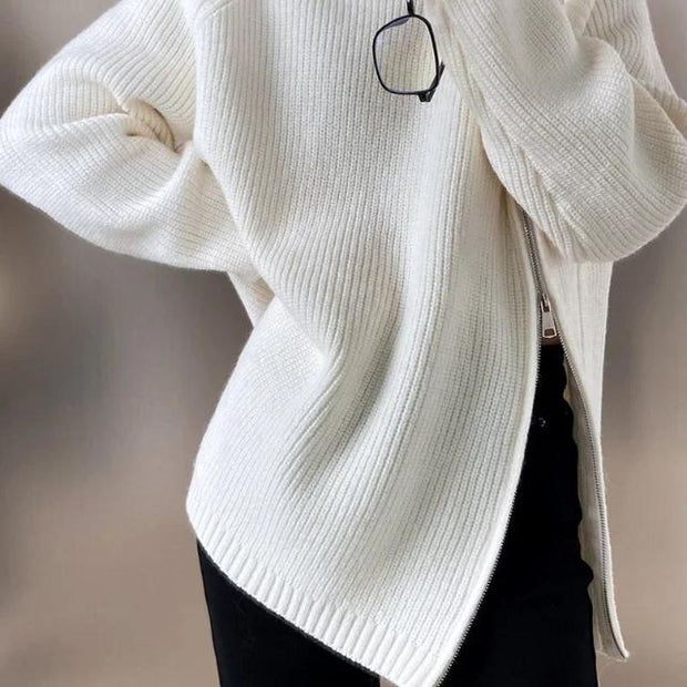 Catyla - Rippstrickpullover mit asymmetrischem Saum