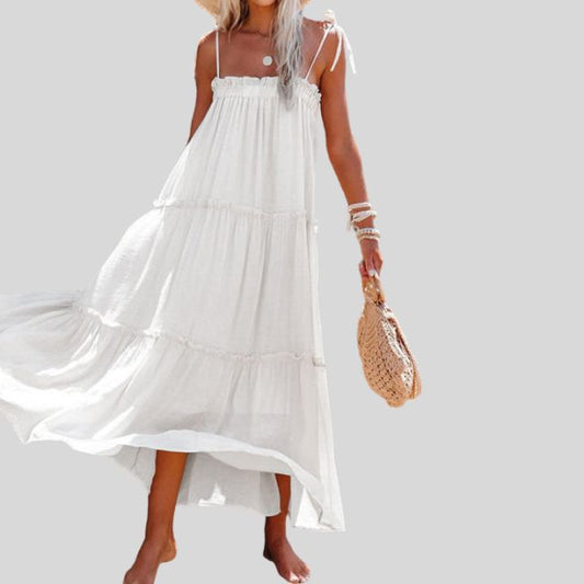 Maribel - Robe maxi dégradée avec bretelles à nouer réglables