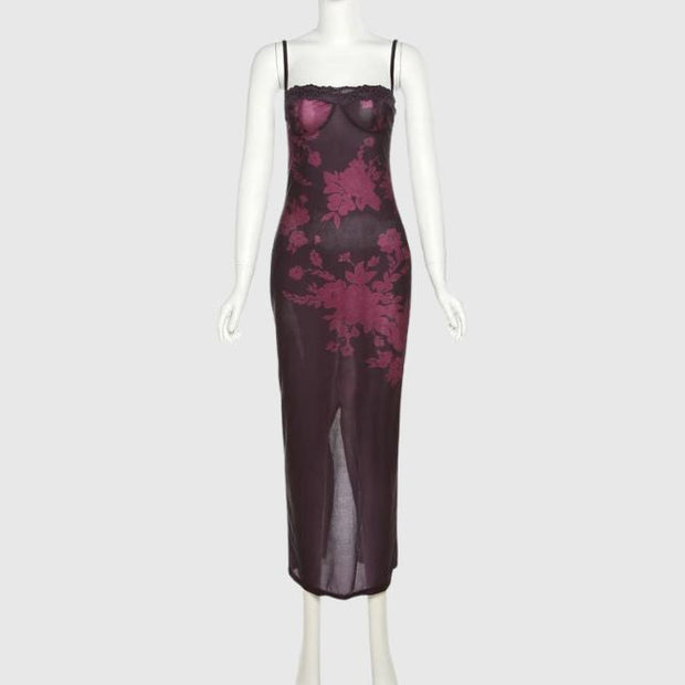 Freya - Floral shift dress with sheer hem