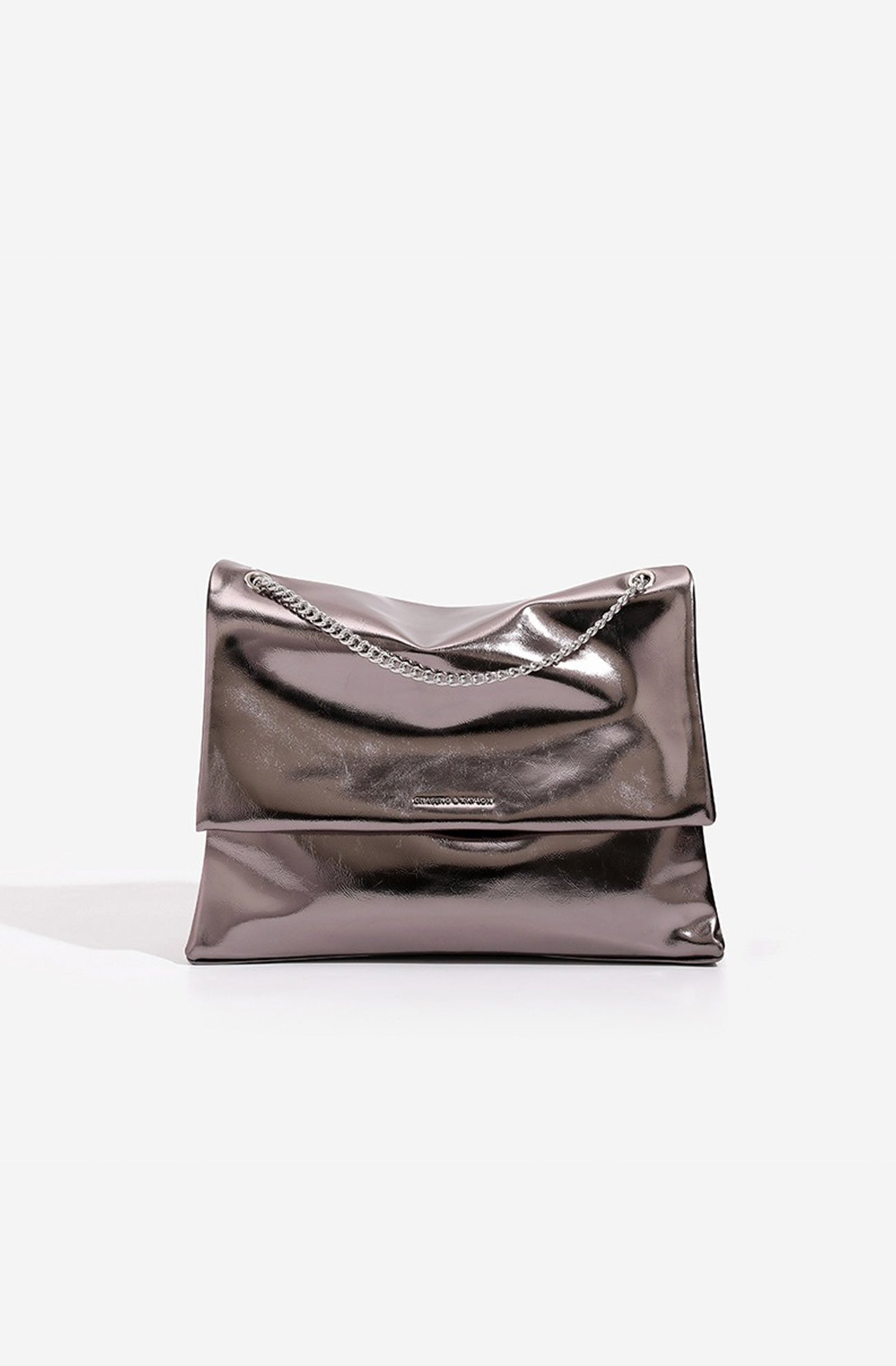 Damen-Umhängetasche mit Überschlag und Metallkette