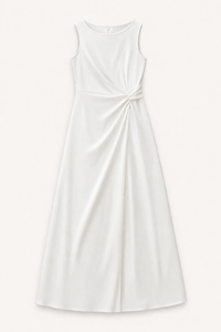 Tailliertes langes Kleid mit seitlicher Drapierung und Schlitz für Frauen - Helga