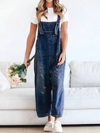Damen Jeans-Latzhose Used-Look Oversize - Jenna