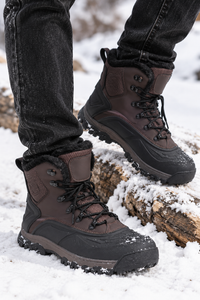 Bottes de neige homme montantes lacets crochets métalliques semelle crantée - Vardek
