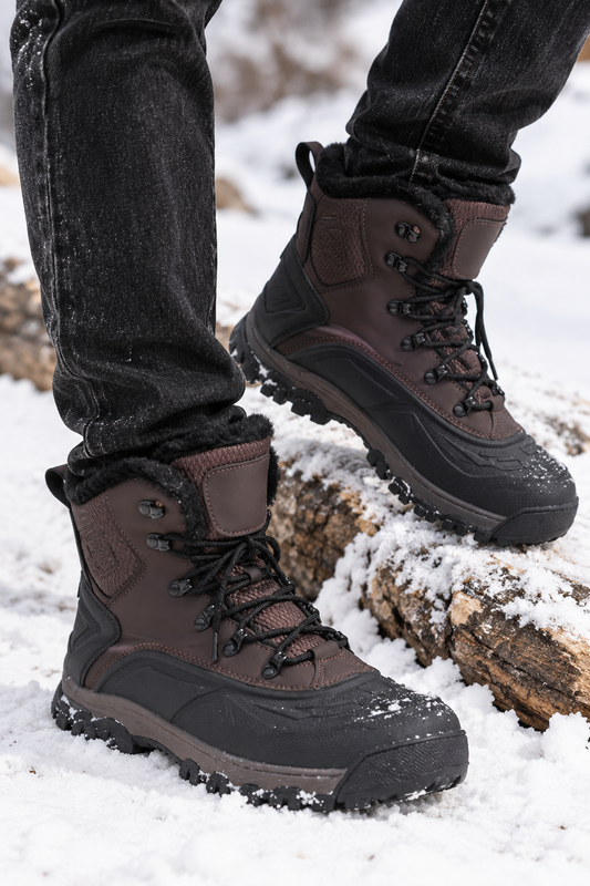 Bottes de neige homme montantes lacets crochets métalliques semelle crantée - Vardek