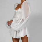 Sylvie - Elegantes weißes Abendkleid mit Laternenärmeln