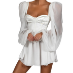 Sylvie - Elegantes weißes Abendkleid mit Laternenärmeln