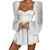 Sylvie - Robe de soirée élégante blanche à manches lanternes
