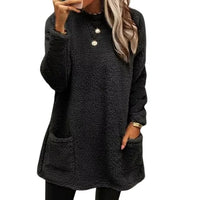Karina - Gemütlicher Fleece-Pullover mit Knopfdetail